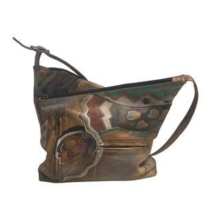 ANUSCHKA Women’s Aztec Style Handbag Multicolored Size 11X2.5X10.5 Genuine Leath